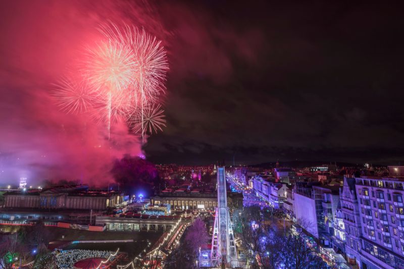 Firework show at Edinburgh's Hogmanay in Scotland